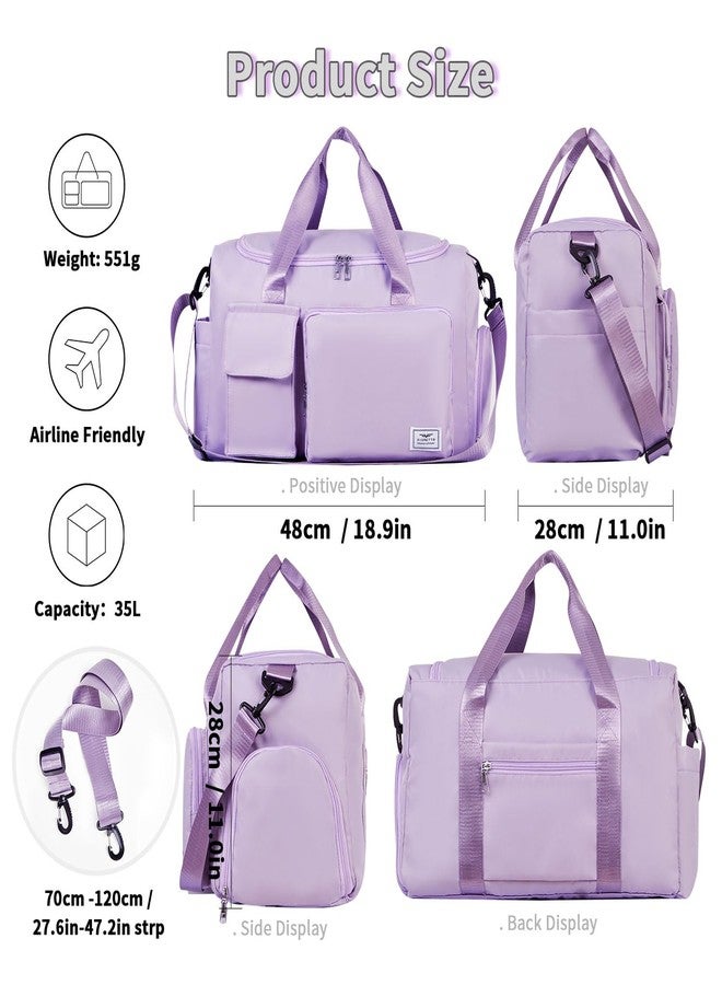 FIORETTO Women's Gym Duffle Bag with Shoes Compartment, 37L Capacity, Ideal for Travel, Gym, Sports, Duffel, Weekender, Lavender - Image 2